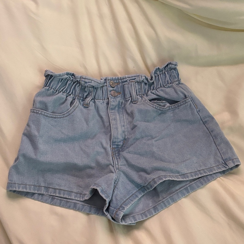 Forever 21 Ruffled Light Blue Jean Shorts